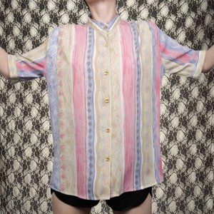 vintage pastel hawaiin floral button up top